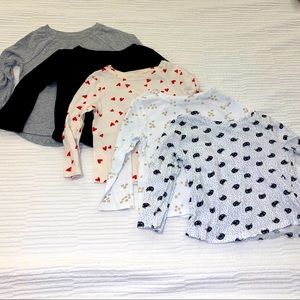 Set lot of 5 toddler girl long sleeve tee shirts